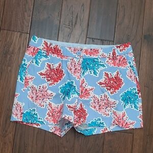 Crown & Ivy Blue & Pink Coral Print Caroline Shorts size 12